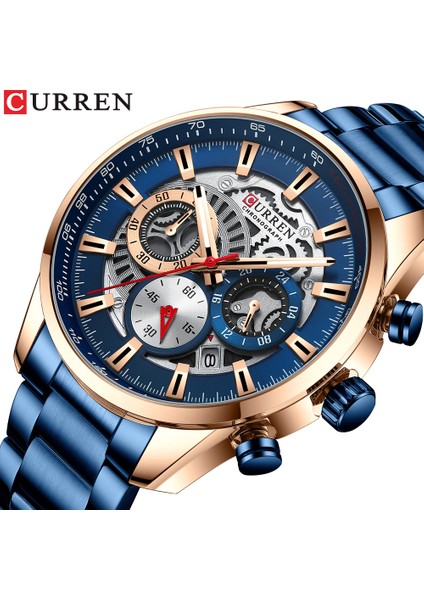 Kahverengi Izle Curren Erkek Lüks Rahat Kuvars Saatı Aydınlık Eller ile Spor Kronograf Saat Paslanmaz Çelik Bilek Saatler Erkek Için (Yurt Dışından) modelleri