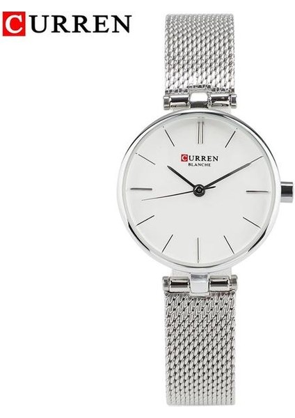 Beyaz Curren Yaratıcı Ingıltere Tarzı Kuvars Izle Kadın Elbise Gümüş Çelik Hasır Saatler Saat Bayanlar Bilezik Izle Relogios Feminino Hediye (Yurt Dışından)