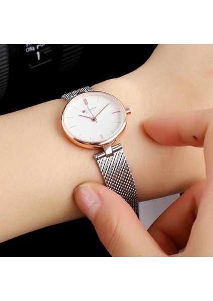 Beyaz Curren Yaratıcı Ingıltere Tarzı Kuvars Izle Kadın Elbise Gümüş Çelik Hasır Saatler Saat Bayanlar Bilezik Izle Relogios Feminino Hediye (Yurt Dışından) modelleri