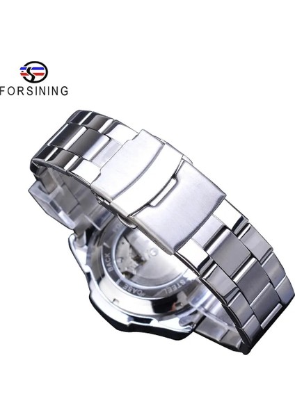 GMT1137-1 Forsining Yepyeni Beyaz Erkek Mekanik Spor Saat Otomatik 3 Alt Kadran Takvim Tam Paslanmaz Çelik Kayış Saat Reloj Hombre (Yurt Dışından) modelleri