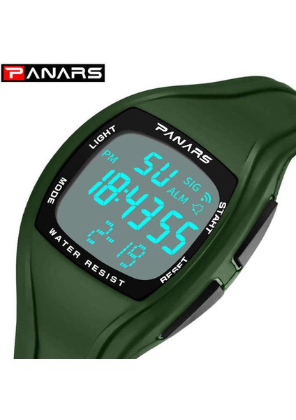 Yeşil Panars 2022 Yeni Erkek Spor Izle Su Geçirmez Yüzme Kol Saati Erkekler Spor Dijital Saatler Alarm Zamanlayıcı Balıkçılık Relogios 8112 (Yurt Dışından)
