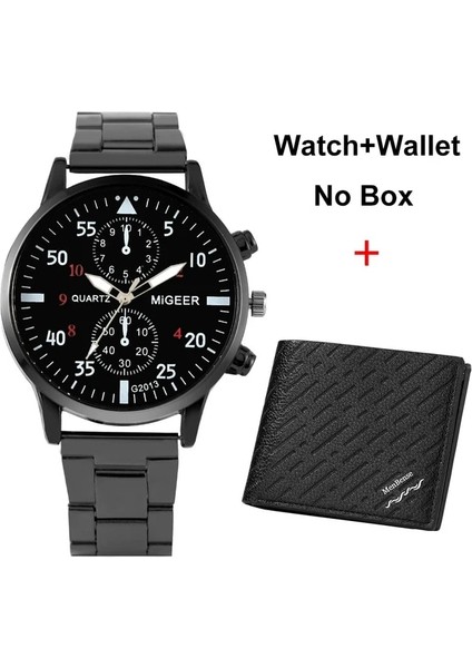 Izle-Cüzdan 01 Gündelik Saat ve Cüzdan Seti Üst Marka Lüks Iş Kuvars Saatı Erkekler Erkek Arkadaşı Için Orijinal Hediyeler Regalos Para Hombre (Yurt Dışından)