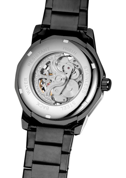 Siyah Mavi L Kazanan Yeni Moda Siyah Askeri Içi Boş Mekanik Paslanmaz Çelik Kol Saati Aydınlık Erkek Saatler Montre Homme Saat (Yurt Dışından)