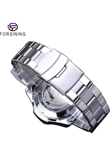 GMT1137-11 Forsining Yepyeni Beyaz Erkek Mekanik Spor Saat Otomatik 3 Alt Kadran Takvim Tam Paslanmaz Çelik Kayış Saat Reloj Hombre (Yurt Dışından) indirimleri