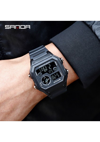 Pembe Sanda Erkek Spor Saat 50 M Su Geçirmez Askeri Açık Balıkçılık Ekran Saat Adam Saatler Dijital Reloj Hombre Lüks Moda (Yurt Dışından)