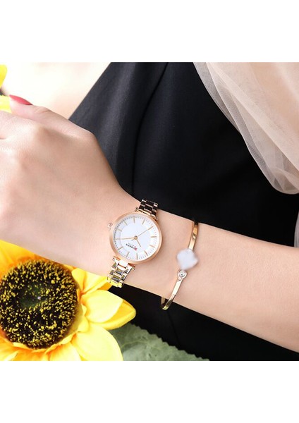 Gül Altın Curren Lüks Marka Minimalist Kuvars Saatler Kadın Gül Altın Bilezik Izle Bayanlar Kol Saati Için Rahat Ince Saat Çelik (Yurt Dışından)
