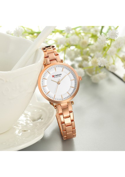 Gül Altın Curren Lüks Marka Minimalist Kuvars Saatler Kadın Gül Altın Bilezik Izle Bayanlar Kol Saati Için Rahat Ince Saat Çelik (Yurt Dışından)