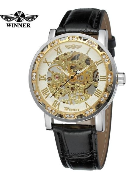 Altın Beyaz T-Kazanan Popüler Elmas Erkek Mekanik Saat Moda Gümüş Erkekler El Rüzgar Aydınlık Saat Kol Saatleri Reloj Hombre (Yurt Dışından)