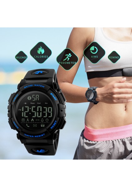 Mavi Moda Bluetooth Akıllı Izle Spor Açık Adımsayar Kalori Uzaktan Kamera Spor Akıllı Saatler Su Geçirmez Dijital Kol Saati (Yurt Dışından) indirimleri