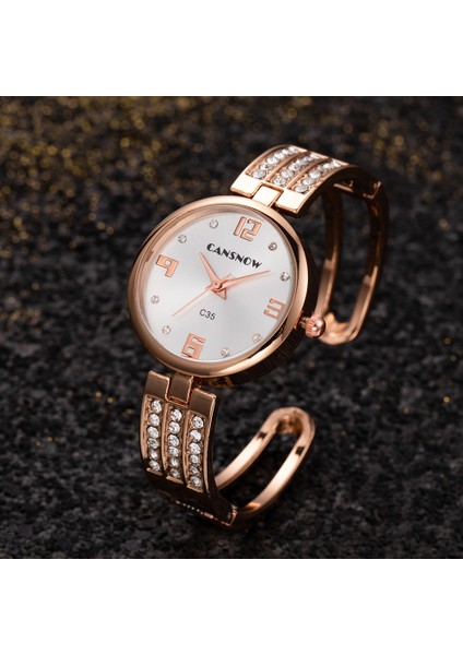 141 Altın Beyaz Bilezik Izle Kadın Lüks Paslanmaz Çelik Saat Kuvars Saatler Bayan Moda Bayanlar Kol Saati Kadın Reloj Mujer Montre Femme (Yurt Dışından) fiyatları