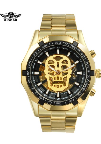 Altın Siyah Kazanan Mekanik Saatler Kazanan En Lüks Marka Paslanmaz Çelik Saatler Otomatik Rüzgar Mekanik Erkek Kol Saati (Yurt Dışından) modelleri