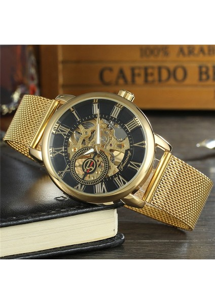 FS809904 Kutusu ile Forsınıng Erkekler Kol Saati Askeri Spor Erkek Saat Üst Marka Lüks Glod Mesh Paslanmaz Çelik Adam Mekanik Saat 8099 (Yurt Dışından) modelleri