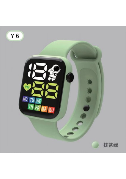 Karpuz Kırmızı Yeni Y6 Erkek Spor Dijital Saat Kadın Çocuklar Elektronik Saatler Su Geçirmez LED Hafta Ekran Dikdörtgen Moda Kol Saati Unisex (Yurt Dışından)