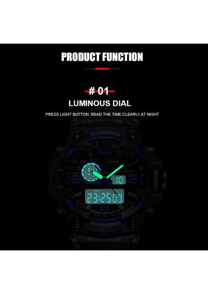 Gül Altın Moda Kuvars Dijital Erkek Izle Çift Zamanlı Ordu Yeşil Spor Adam Kol Saatleri Reloj Hombre Su Geçirmez LED Erkek Dalgıç Saatler Hediye (Yurt Dışından)