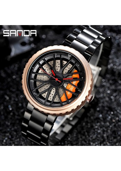 Çelik Altın Kutu Erkekler Üst Kuvars Kol Saati Paslanmaz Araba Jant Hub Saatler Erkekler Su Geçirmez Spor Izle Özel Tasarım Relogio Masculino (Yurt Dışından) fırsatları