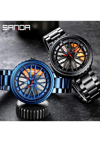 Çelik Altın Kutu Erkekler Üst Kuvars Kol Saati Paslanmaz Araba Jant Hub Saatler Erkekler Su Geçirmez Spor Izle Özel Tasarım Relogio Masculino (Yurt Dışından) indirimleri