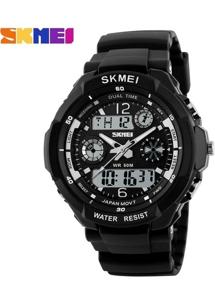 Gümüş Skmei Yeni S Şok Moda Erkekler Spor Saatler Skmei Analog Kuvars Dijital Saat Çok Fonksiyonlu Askeri Izle Erkekler Relogio Masculino (Yurt Dışından)