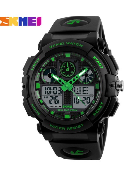 Yeşil Saat Erkekler Saatler Izle Spor Dijital Çift Zamanlı Kronograf Izle Watwrproof Hafta Ekran Kol Saatleri Adam Relogio Masculino (Yurt Dışından)