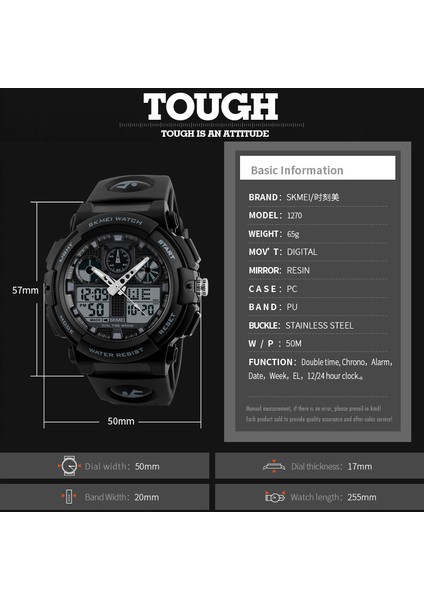 Yeşil Saat Erkekler Saatler Izle Spor Dijital Çift Zamanlı Kronograf Izle Watwrproof Hafta Ekran Kol Saatleri Adam Relogio Masculino (Yurt Dışından)
