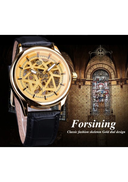 GMT1139-5 Forsining Altın Dişli Hareketi Retro Kraliyet Klasik Moda Erkek Mekanik Bilek Saatler Top Marka Lüks Erkek Saat Relogio (Yurt Dışından)