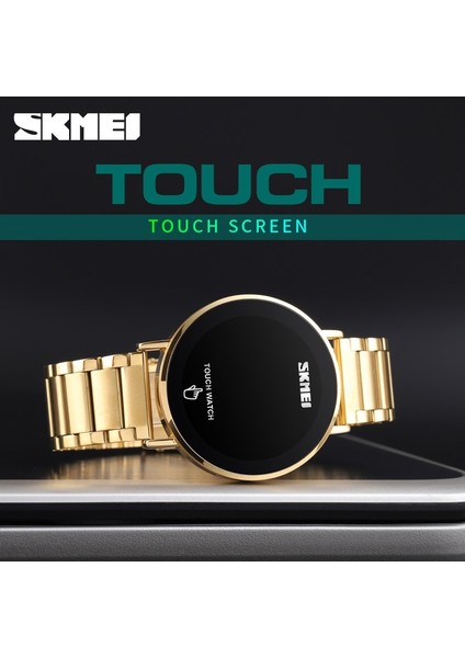 Gül Altın Yenı 2021 Skmeı Dokunmatik Ekran Saatler Moda Dokunmatik LED Dijital Erkek Izle Su Geçirmez Paslanmaz Çelik Siyah Kol Saati Relojes Para (Yurt Dışından)