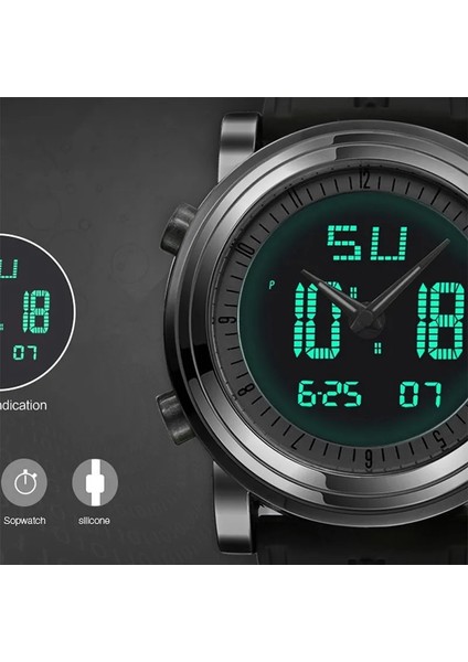 Mavi Gümüş Sınobı Spor Saatler Erkekler Çift Ekran Analog Dijital LED Elektronik Kuvars Saatı Erkekler Çok Fonksiyonlu Su Geçirmez Izle (Yurt Dışından) modelleri