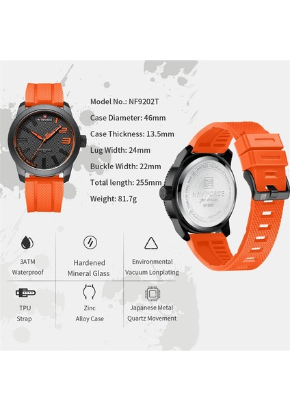 Swbe 2022 Navıforce Su Geçirmez Spor Askeri Quartz Saat Erkekler Için Erkek Saatler Lüks Marka Silikon Kayış Saatler Relogio Masculino (Yurt Dışından)