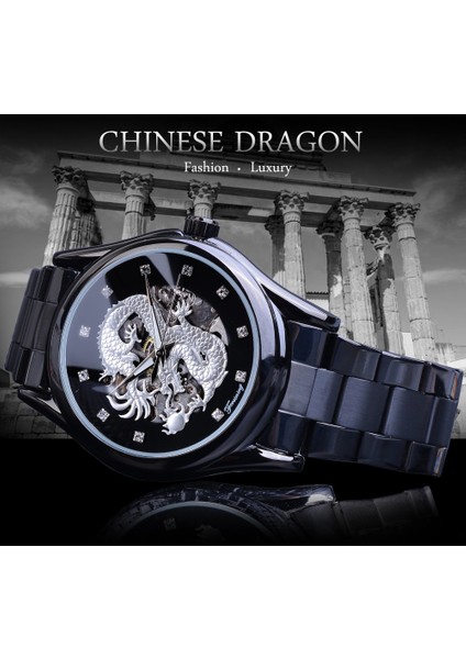 GMT1110-1 Forsining Gümüş Ejderha Iskeleti Otomatik Mekanik Erkek Kol Saati Tam Paslanmaz Çelik Kayış Saat Su Geçirmez Erkek Saatleri (Yurt Dışından) modelleri