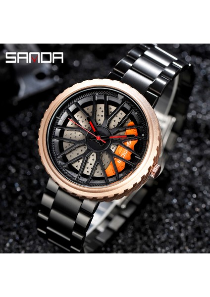 Çelik Gümüş Kutu Erkekler Üst Kuvars Kol Saati Paslanmaz Araba Jant Hub Saatler Erkekler Su Geçirmez Spor Izle Özel Tasarım Relogio Masculino (Yurt Dışından) indirimleri