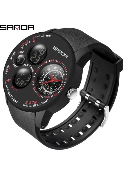 Siyah-Kırmızı Sanda Lüks Erkek Izle Spor Su Geçirmez Izle Hediye Hesap Makinesi Giyilebilir Cihazlar Kronometre Askeri Kol Saati Elektronik Saat (Yurt Dışından)