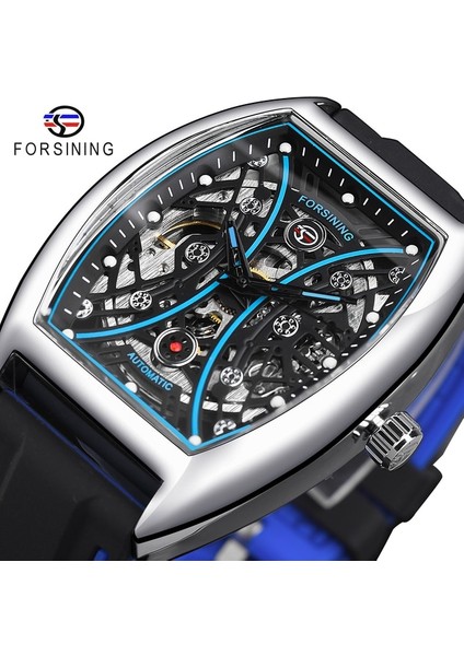 GMT1241-6 Forsining Kendinden Kurmalı Sarı Gümüş Kol Saati Erkek Mekanik Askeri Izle Dikdörtgen Adam Otomatik Saatler Saat (Yurt Dışından)
