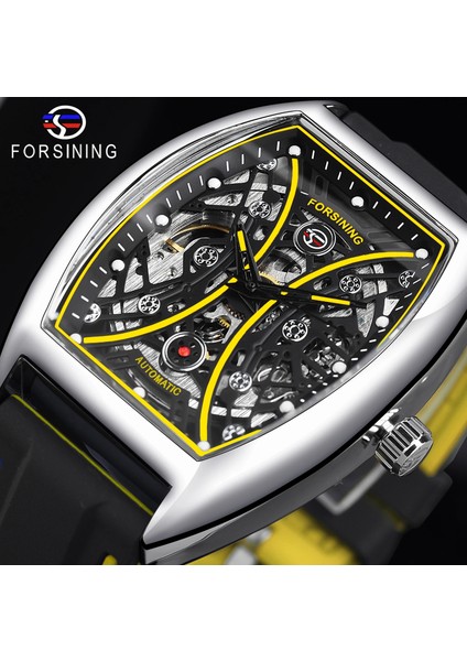 GMT1241-6 Forsining Kendinden Kurmalı Sarı Gümüş Kol Saati Erkek Mekanik Askeri Izle Dikdörtgen Adam Otomatik Saatler Saat (Yurt Dışından)