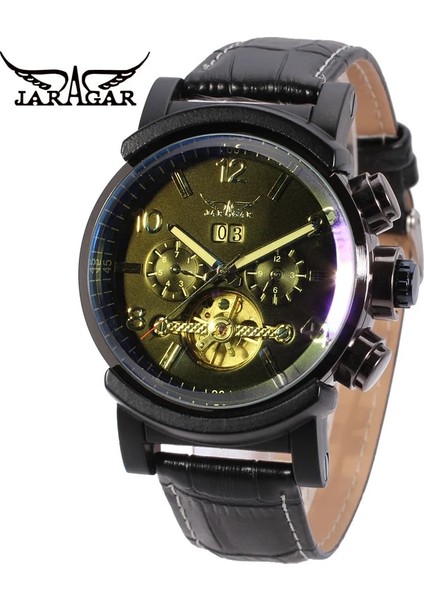 Beyaz Lüks Jaragar Marka Erkek Mekanik Saatı Su Geçirmez Tourbillon Otomatik Iş Saati Rahat Spor Erkek Kol Saati (Yurt Dışından) modelleri