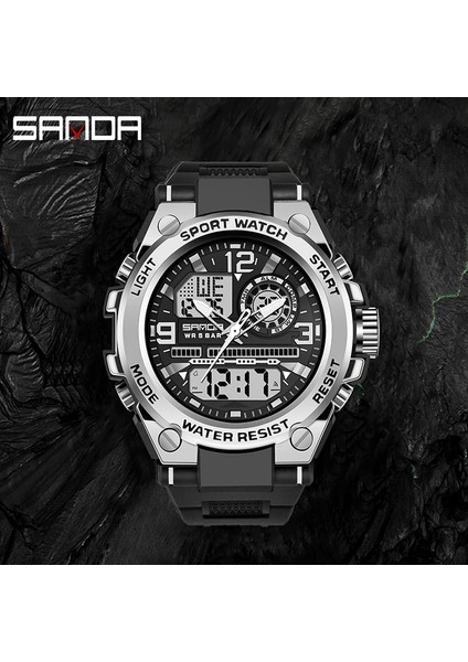 6024MOR Sanda G Stil Erkekler Dijital Saat Şok Askeri Spor Saatler Çift Ekran Su Geçirmez Elektronik Kol Saati Relogio Masculino (Yurt Dışından)