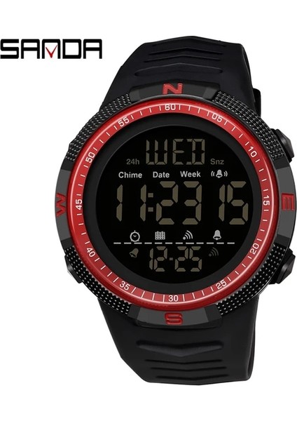 Kırmızı Sanda Moda Askeri Erkek Saatler 50 M Su Geçirmez Spor Saat Erkek LED Elektronik Kol Saatleri Relogio Masculino 6014 (Yurt Dışından)