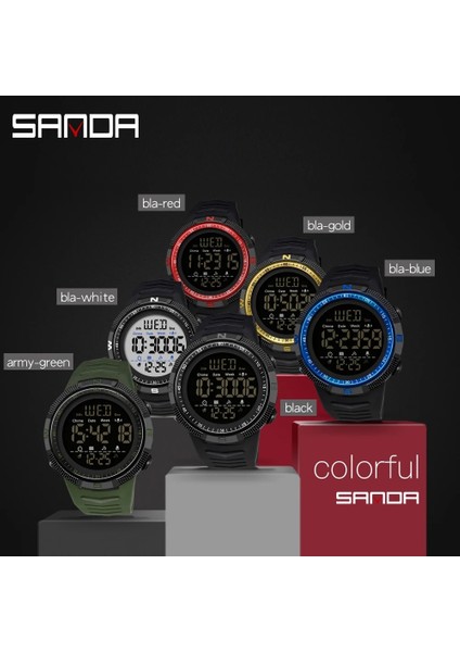 Kırmızı Sanda Moda Askeri Erkek Saatler 50 M Su Geçirmez Spor Saat Erkek LED Elektronik Kol Saatleri Relogio Masculino 6014 (Yurt Dışından) modelleri