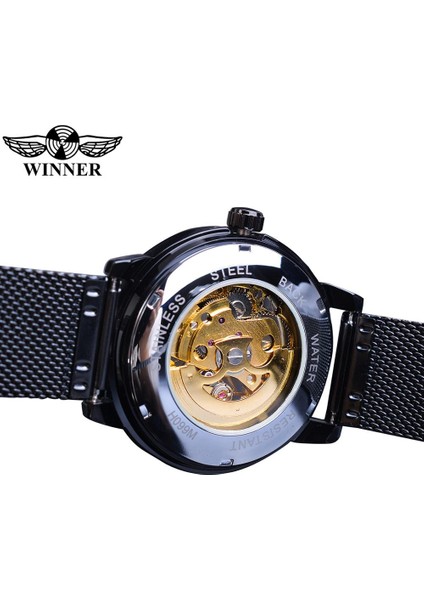 GMT1130-2 Kazanan Klasik Erkekler Mekanik Izle Siyah Altın Ince Analog Örgü Çelik Bant Erkek Gündelik Elbise Kol Saati Saat Adam Için (Yurt Dışından) indirimleri