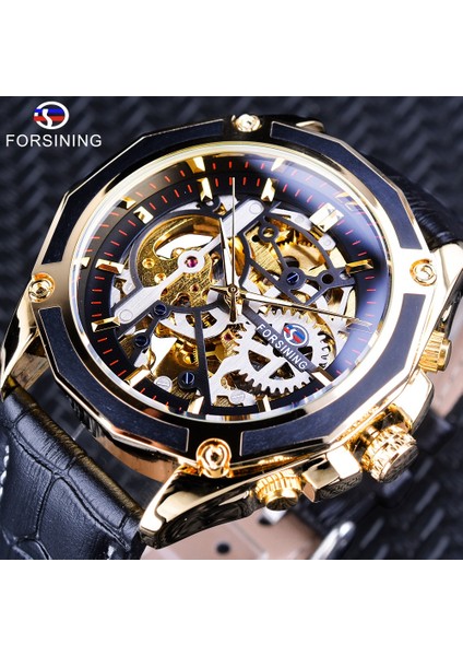Kahverengi Altın Forsining Şeffaf Kasa Dişli Hareketi Steampunk Erkekler Otomatik Izle Üst Marka Lüks Açık Çalışma Tasarımı Kendinden Kurmalı (Yurt Dışından) fiyatları