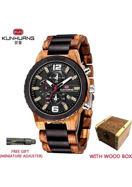 Siyah Kahverengi Ahşap Kutu Erkek Ahşap Saatler Lüks Aydınlık Çok Fonksiyonlu Ahşap Izle Erkek Kuvars Retro Izle Erkekler Moda Spor Saatler Relogio (Yurt Dışından)