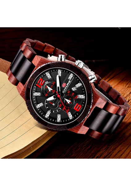 Siyah Kahverengi Ahşap Kutu Erkek Ahşap Saatler Lüks Aydınlık Çok Fonksiyonlu Ahşap Izle Erkek Kuvars Retro Izle Erkekler Moda Spor Saatler Relogio (Yurt Dışından) fırsatları