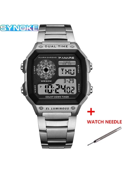 Synoke Kutusu Synoke Erkekler Lüks Izle Su Geçirmez Altın Paslanmaz Çelik Dijital Saatler LED Çalar Saat Elektronik Erkek Spor Saat Relogio (Yurt Dışından) fırsatları