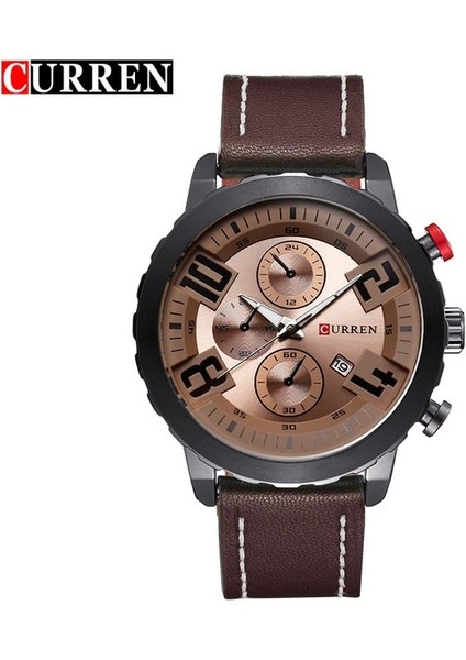 Kahve Curren Spor Kuvars Altın Saatler Erkek Deri Izle Kadın Kol Saati Erkekler Kol Saatleri Relogio Masculino Montre Homme (Yurt Dışından)