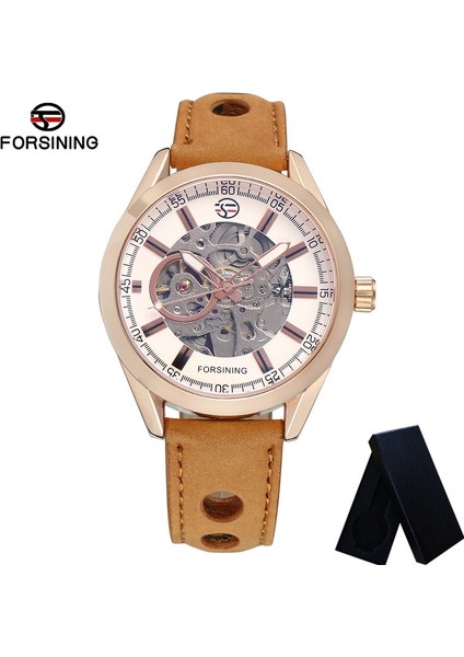 FS813403 Kutusu ile Forsınıng Otomatik Mekanik Erkek Kol Saati Askeri Spor Erkek Saat Üst Marka Lüks Hakiki Deri Adam Izle 8134 (Yurt Dışından)