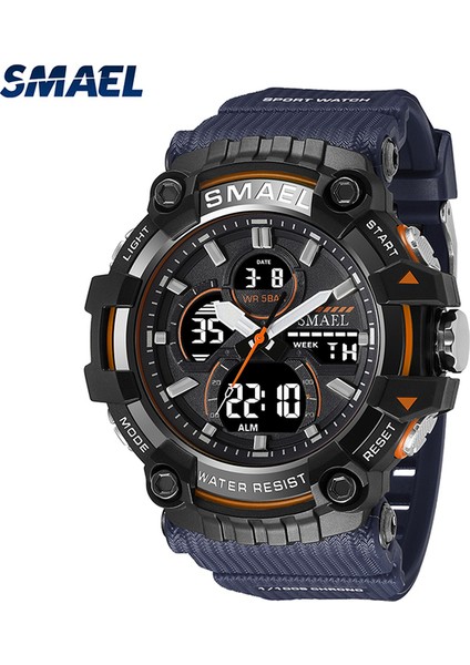 Mavi Smael Çok Fonksiyonlu LED Işık Dijital Spor Izle Erkek Casual Kronometre Clendar Saat 50 M Su Geçirmez Kol Saatleri Reloj Hombre (Yurt Dışından)