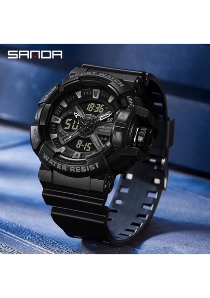 Beyaz 3129 Sanda Yeni Spor Askeri Erkek Saatler Su Geçirmez Çift Ekran Kuvars Izle Erkekler Kol Saati Erkek Saat G Tarzı Orologio Da Uomo (Yurt Dışından)