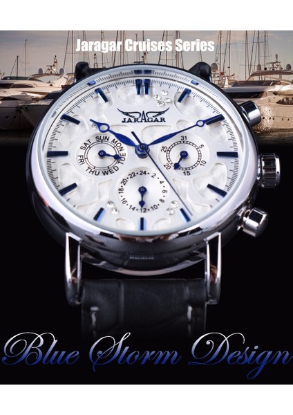 GMT939-7SMALL Jaragar Blue Sky Serisi Zarif Tasarım Hakiki Deri Kayış Erkek Bilek Izle Erkek Saatler Üst Marka Lüks Saat Erkekler Otomatik (Yurt Dışından)