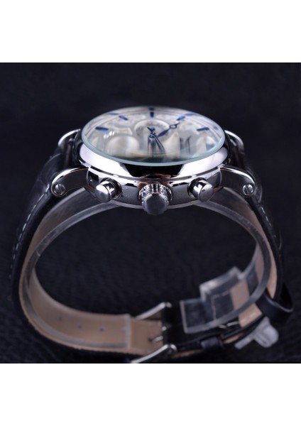 GMT939-7SMALL Jaragar Blue Sky Serisi Zarif Tasarım Hakiki Deri Kayış Erkek Bilek Izle Erkek Saatler Üst Marka Lüks Saat Erkekler Otomatik (Yurt Dışından)