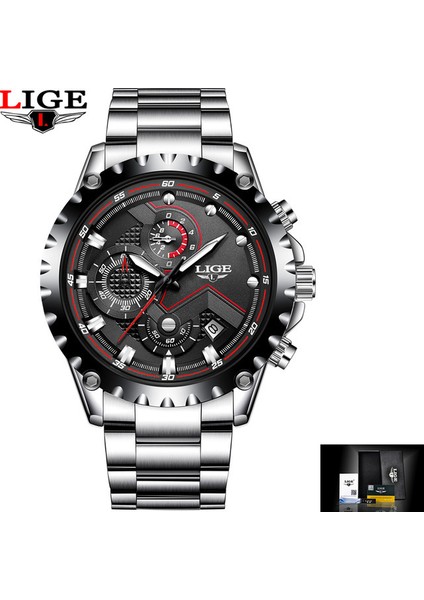 Gümüş Siyah S Lıge 2022 Moda Gümüş Erkek Saat Üst Marka Lüks Tam Çelik 30 M Su Geçirmez Izle Erkekler Kuvars Saat Iş Izle Chronograph (Yurt Dışından)