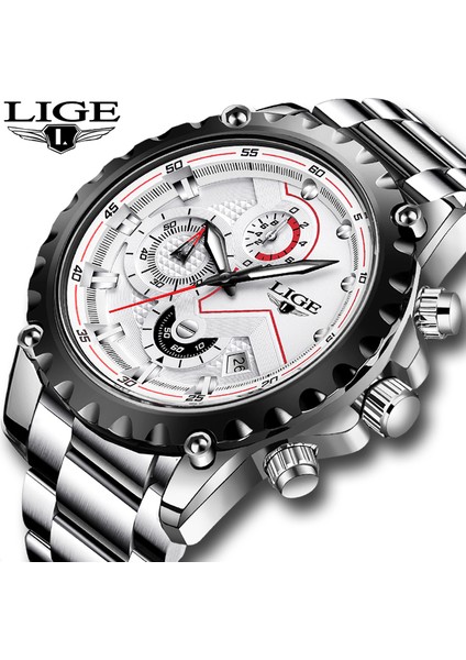 Gümüş Siyah S Lıge 2022 Moda Gümüş Erkek Saat Üst Marka Lüks Tam Çelik 30 M Su Geçirmez Izle Erkekler Kuvars Saat Iş Izle Chronograph (Yurt Dışından)