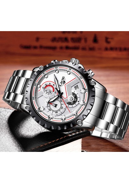 Gümüş Siyah S Lıge 2022 Moda Gümüş Erkek Saat Üst Marka Lüks Tam Çelik 30 M Su Geçirmez Izle Erkekler Kuvars Saat Iş Izle Chronograph (Yurt Dışından)